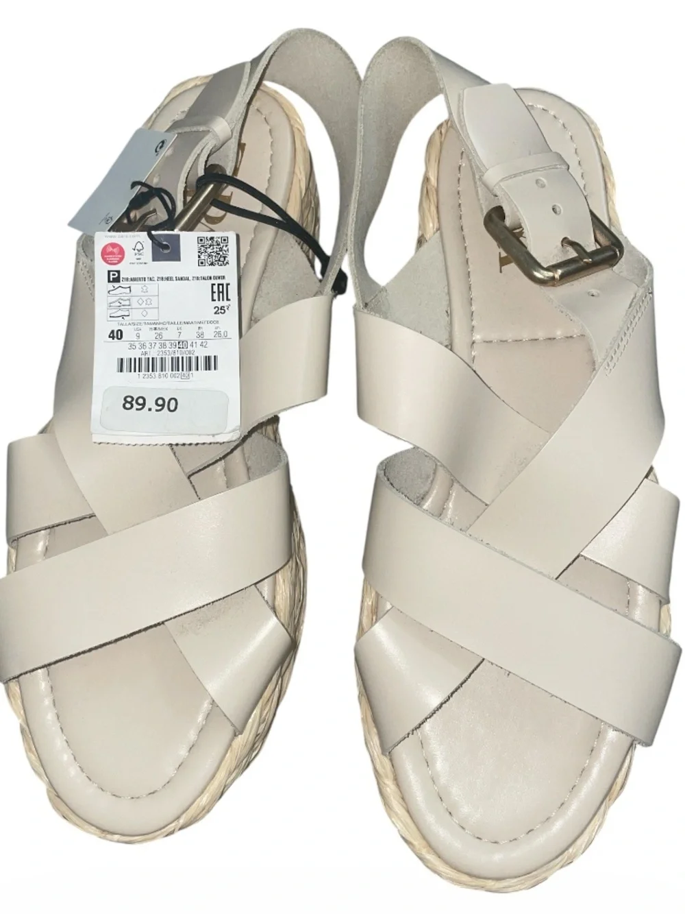 Zara Leather Strappy Flatform Platform Espadrille Sandals, - Picture 4 of 4